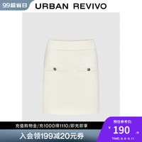UR2024秋冬女装法式气质小金扣短款针织半裙UWM940028 本白 XL