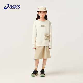 asics【商城同款】亚瑟士童装秋季长袖拼接卫衣童趣印花2024 8853米白 140cm