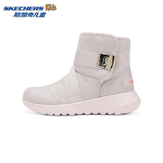 Skechers斯凯奇儿童雪地靴秋冬女童简约纯色防滑耐磨运动靴子88321L 浅粉色/LTPK 37码