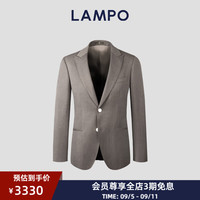 蓝豹(LAMPO)【24AW】120支美利奴羊毛浅米戗驳领男士商务西服套装上装 浅米 46C