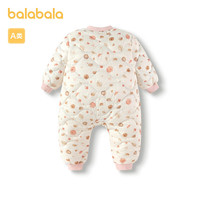 巴拉巴拉婴儿羽绒连体衣男女童冬季哈衣2024萌趣 白咖色调00315-白鸭绒 80cm 充绒量40.2g