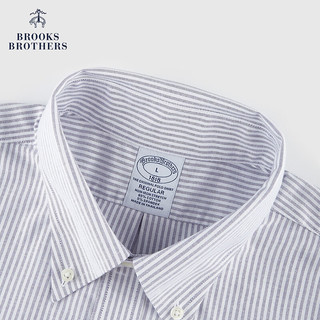 布克兄弟（BrooksBrothers）男士24早秋免烫清爽竖条纹休闲长袖衬衫 5003-紫色 M