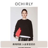 ochirly欧时力100%澳大利亚羊毛套头毛衣女针织24秋冬季通勤 啡色 M