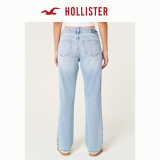 HOLLISTER24秋辣妹宽松低腰浅色水洗直筒牛仔裤女 KI355-4324 浅色水洗 150/64A 0短版