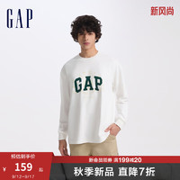 Gap男女装2024初秋字母logo水洗棉长袖T恤美式复古上衣637277 白色 185/104A(XXL)亚洲尺码