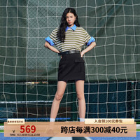 VEROMODA半身裙女2024秋季女装细条纹高腰显瘦短裙百搭通勤 黑色 170/72A/L