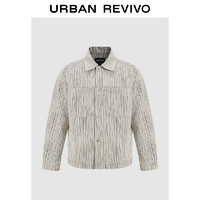 URBAN REVIVO UR2024秋冬新款男装时尚肌理竖向条纹廓形牛仔外套UMF840080