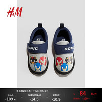 H&M男童童鞋2024秋季印花棉质家居鞋1239561 深蓝色/刺猬索尼克 170mm
