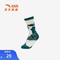 ANTA安踏儿童袜子男童运动长袜2024年秋季防臭舒适透气袜 1双 绿/米 L 7-10岁