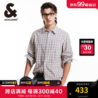 杰克·琼斯（JACK&JONES）男装衣服秋季款男士长袖衬衫翻领略宽松纯棉格纹印花复古上衣男款 雪白色A06 雪白色A06 170/92A/S