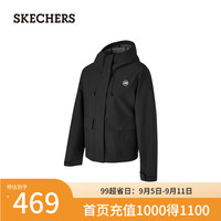 斯凯奇(Skechers)2024年秋季女款户外运动轻便简约梭织P424W153 碳黑/0018 XL