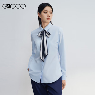 G2000【配赠丝带】G2000女装FW24商场免烫速干通勤长袖衬衫上衣 配赠丝带/速干不易皱-浅蓝色修身26寸 32