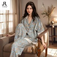 百亿补贴：Junerose 六月玫瑰 睡衣女夏季纯棉薄款短袖短裤长裤甜美家居服夏天外出套装