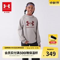 安德玛（Under Armour）童装秋季加厚儿童卫衣男女童连帽休闲大童舒适运动上衣244103109 浅灰 140