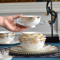 唯铭诺骨瓷手工描金陶瓷餐具套装一念之间礼盒装58头碗筷家用