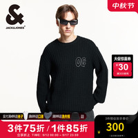 杰克·琼斯(JACK&JONES)男装衣服秋冬保暖舒适宽松潮流针织衫松弛感套头圆领黑毛线衣男 S03黑色 175/96A/M