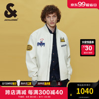 杰克·琼斯（JACK&JONES）BSQ联名款秋季刺绣图案宽松版型日常休闲棒球领夹克外套224321081 银绿色 常规 170/92A/S