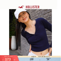 HOLLISTER24秋季V领纽扣小海鸥修身长袖亨利T恤 女 KI339-3631 海军蓝 XS (160/84A)