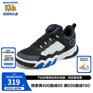 Skechers斯凯奇儿童春秋户外运动鞋女童时尚旋钮休闲鞋轻便跑步鞋303497L 男童/黑色/白色/BKW 35码