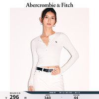 ABERCROMBIE & FITCH女装 24秋季经典小麋鹿辣妹圆领亨利式长袖T恤KI139-4667 乳白色 M (165/96A)