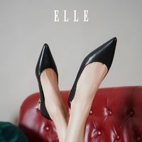 百亿补贴：ELLE 她 女鞋2024春真皮不臭脚尖头气质真皮单鞋通勤工作鞋