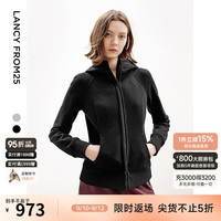 朗姿纯棉高级感气质秋季灰色卫衣外套休闲通勤女士上衣2024年 黑色 S