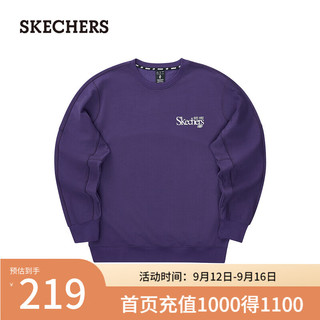 斯凯奇（Skechers）男女同款针织套头卫衣2024年秋季L324U064 深叶紫/04QU M