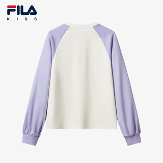 FILA【丝柔棉】斐乐童装儿童上衣2024冬女中大童纯棉长袖T恤 淡夕颜紫-PR 140cm