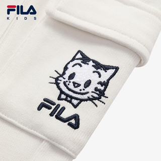 FILA【斐暖】斐乐童装儿童裤子2024冬季女小童抗菌针织长裤 麦汁米白-IV 120cm