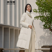 波司登2024冬季女士长款新中式羽绒服修身显瘦保暖外套B40144582 光影白8C12 180/100A