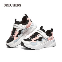 斯凯奇（Skechers）魔术贴老爹鞋网布透气舒适319007L 白色/黑色/粉红色/WBPK 29码