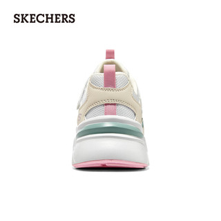 斯凯奇（Skechers）魔术贴老爹鞋网布透气舒适319007L 白色/浅粉红色/WLPK 33码