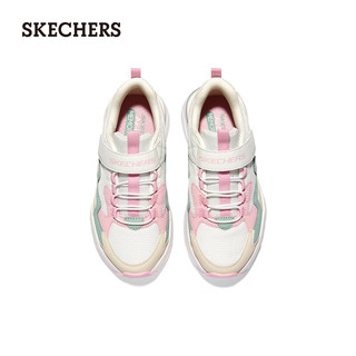 斯凯奇（Skechers）魔术贴老爹鞋网布透气舒适319007L 白色/浅粉红色/WLPK 29码