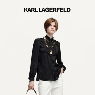 Karl Lagerfeld卡尔拉格斐2024秋季百褶花边装饰衬衫老佛爷246L1605 黑色 36