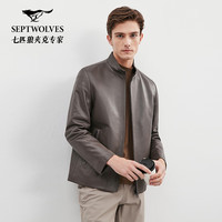 七匹狼真皮皮衣2024秋冬立领羽绒内胆皮衣夹克男士保暖外套上衣 306(棕色) 175/92A/XL