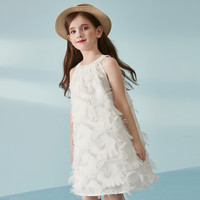 森林与孩子 女童连衣裙2024夏装儿童裙子无袖薄款公主裙 白色 150