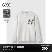 GXG男装 2024年秋冬GXG男士含羊毛轻柔毛衫男休闲毛衣 白色 190/XXXL