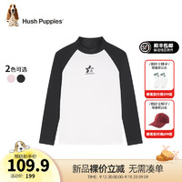 暇步士（Hush Puppies）【优弹】童装男女大童2024秋季舒适气质百搭软糯小高领打底衫 钻石黑 140cm 略薄