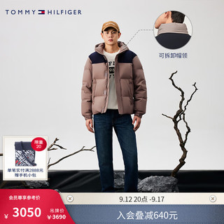 TOMMY HILFIGER【红外锁温防风防水撼冬羽绒】 24秋冬男羽绒服38753 灰褐色GY8 XL