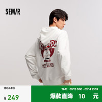 森马（Semir）森马×RYO艺术家系列卫衣男2024冬校园装连帽 本白10101 185/104B/XXXL