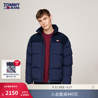 TOMMY JEANS24秋冬男装灯芯绒拼接刺绣立领鸭绒面包服羽绒服20004 藏青色C1G M