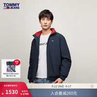 TOMMY JEANS24秋冬男潮流复古刺绣宽松立领短款铺棉夹克DM0DM19661 藏青色C1G S