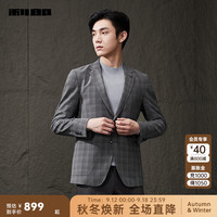 利郎绵羊毛西服外套男修身肌理格纹24秋季男士单西上衣 黑灰间色(23QDX921SA) 185/96A