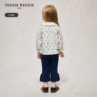 Teenie Weenie Kids小熊童装24秋女宝宝碎花格纹翻领长袖衬衫 乳白色 80cm