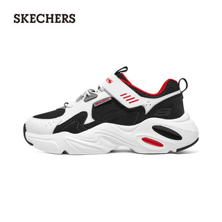 斯凯奇（Skechers）中大男童儿童经典厚底经典百搭老爹鞋405265L 白色/炭灰色/WBKR 38码