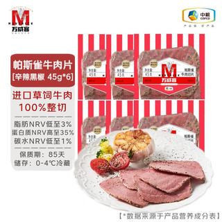 Maverick 万威客 OYCOME 家佳康 万威客帕斯雀牛肉片 黑胡椒 45g*6包 火腿片 午餐肉 早餐三明治切片低脂