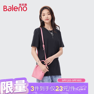 Baleno 班尼路 男女款圆领短袖T恤 88902284 纯黑 XL