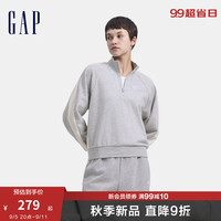 Gap女装2024秋季法式圈织软刺绣logo撞色翻领卫衣上衣636720 浅灰 155/76A(XS) 亚洲尺码