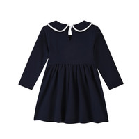 铅笔俱乐部童装2024秋装女小童连衣裙儿童学院风裙子宝宝长袖连身裙 深蓝 100cm