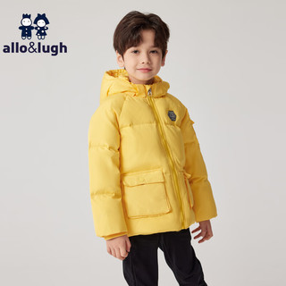 allo&lugh男童羽绒服冬季儿童白鸭绒连帽外套中大童童装 米色 100cm